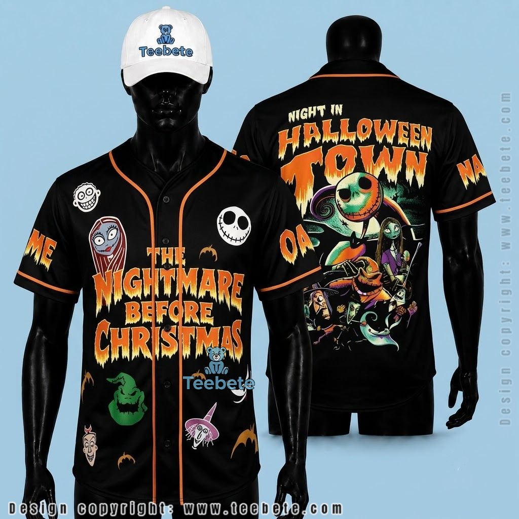 Nightmare Before Christmas Baseball Jersey Halloween Halloween Town Black