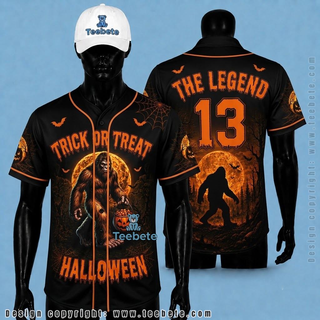 Personalized Bigfoot Halloween Baseball Jersey Trick Or Treat