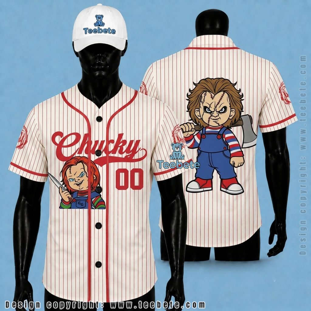 Personalized Chucky Baseball Jersey Halloween Red White