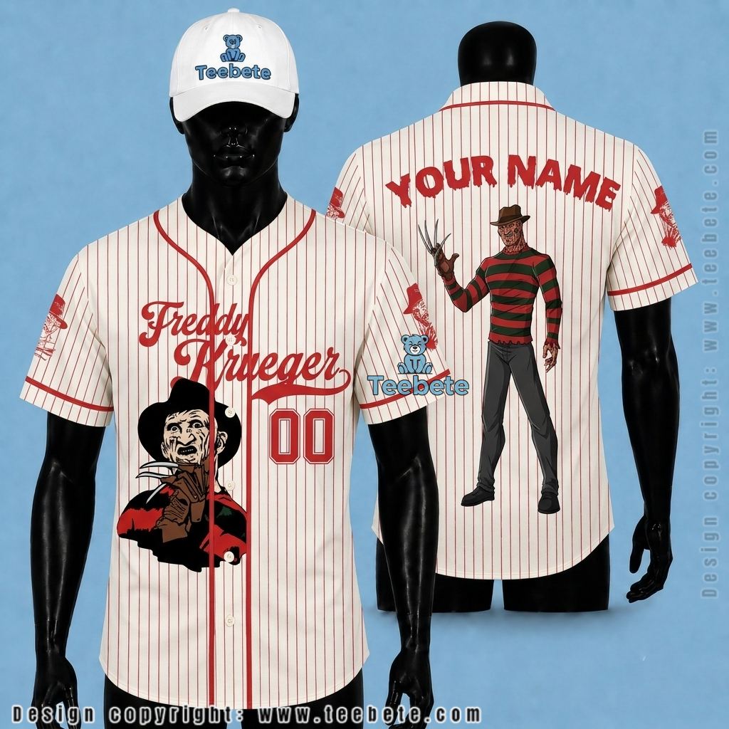 Personalized Freddy Krueger Baseball Jersey Halloween Red White