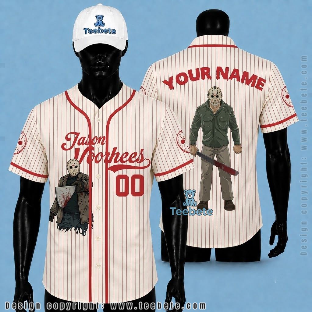 Personalized Jason Voorhees Baseball Jersey Halloween Red White