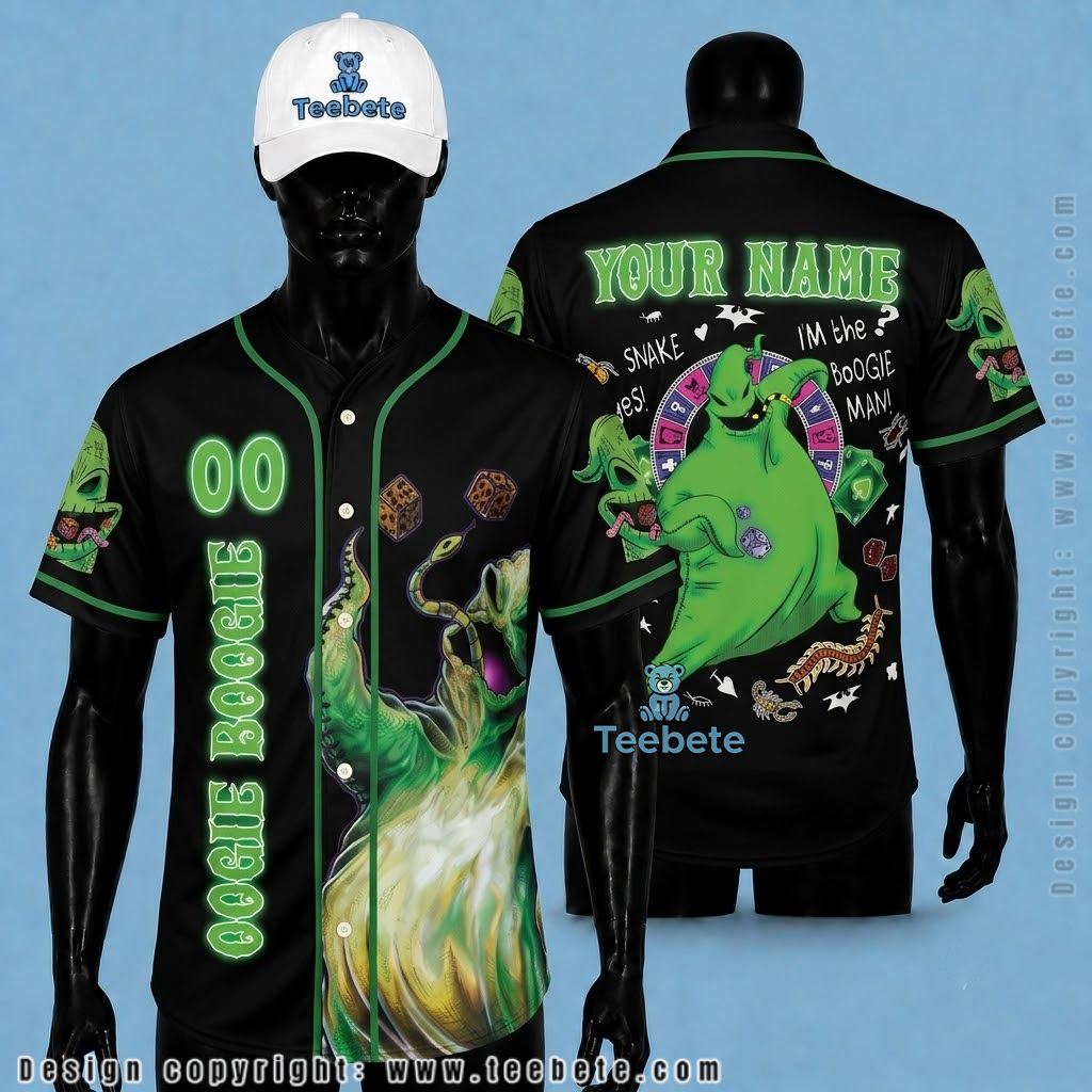 Personalized Oogie Boogie Dice Halloween Baseball Jersey Green Black