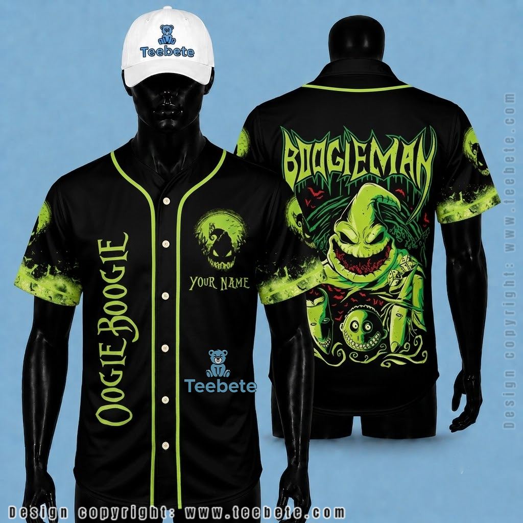 Personalized Oogie Boogie Halloween Baseball Jersey Boogieman Green