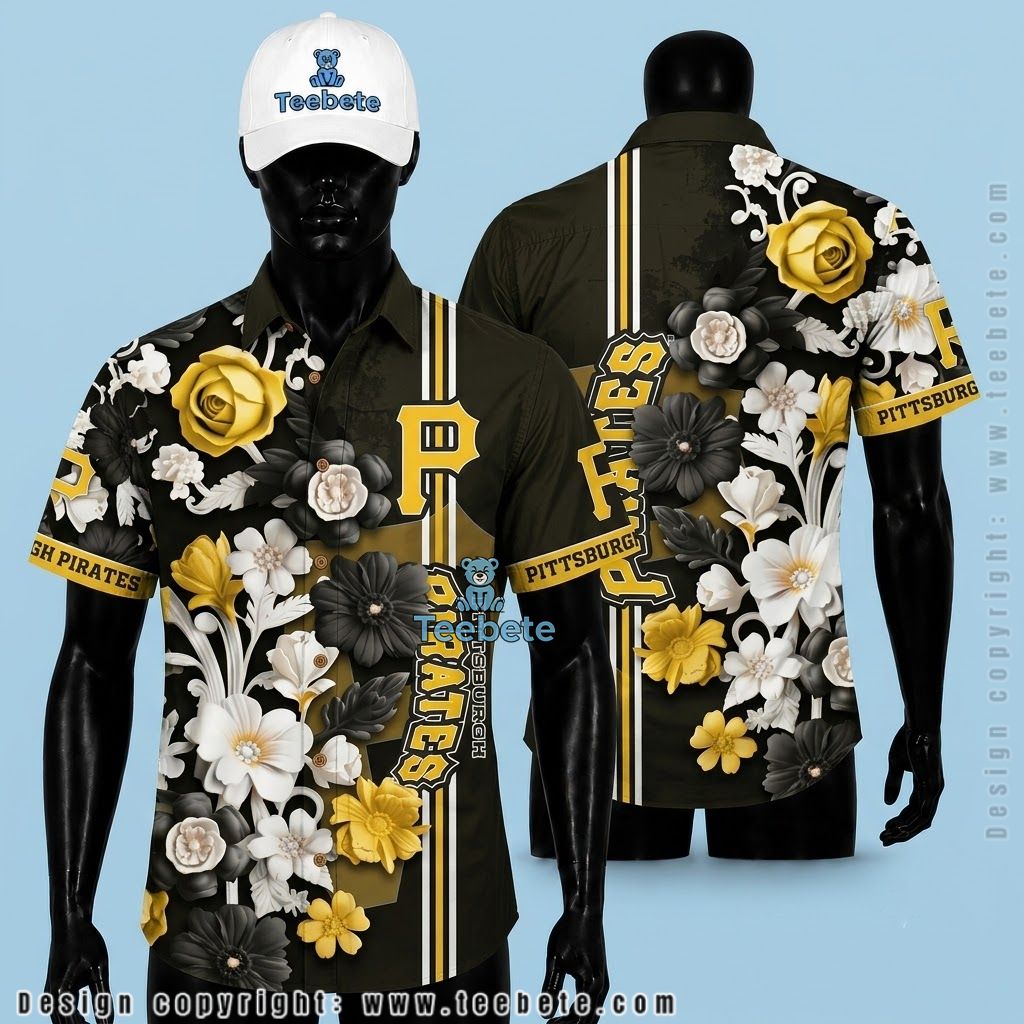 Pittsburgh Pirates Aloha Shirt Floral Rose