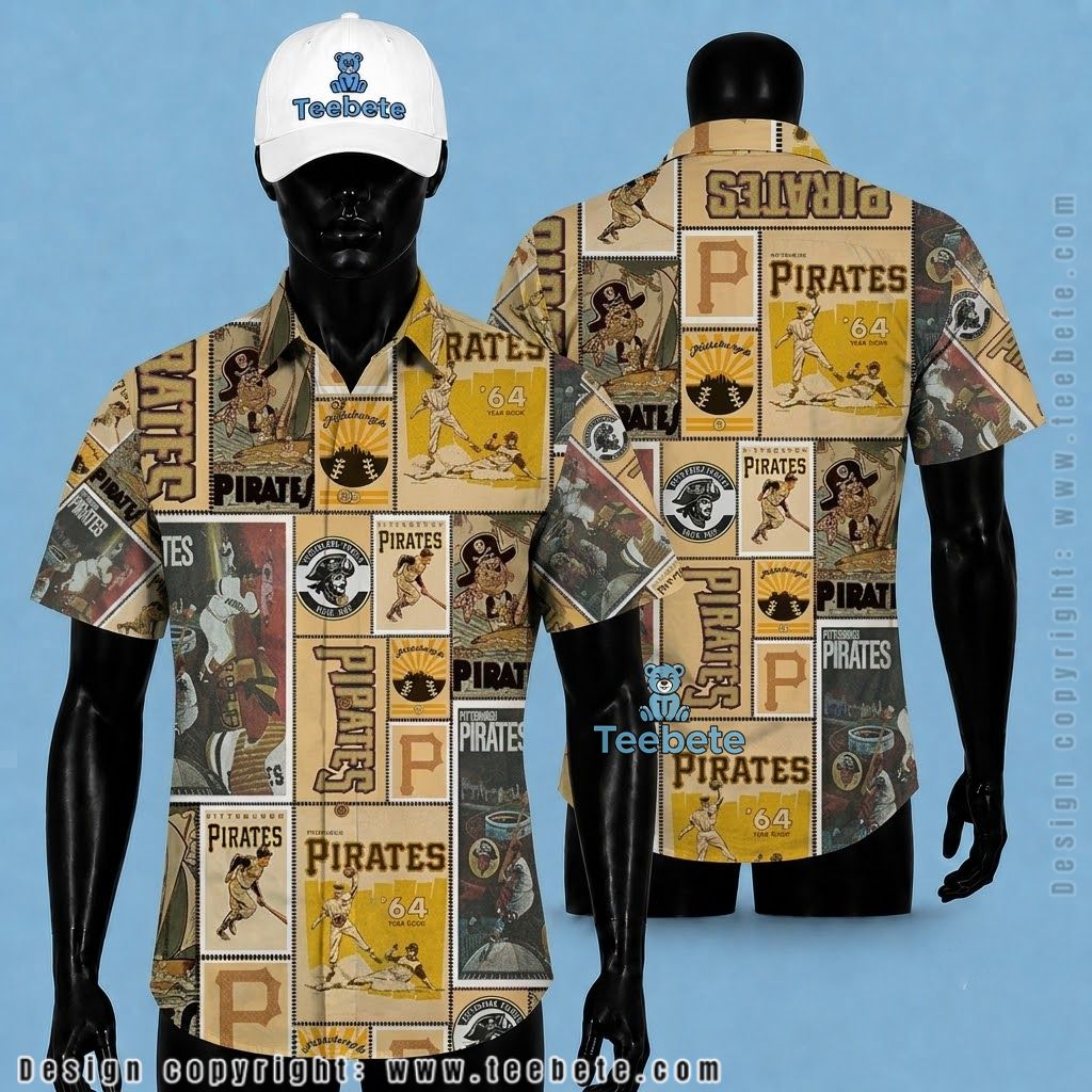 Pittsburgh Pirates Aloha Shirt Vintage Stamp