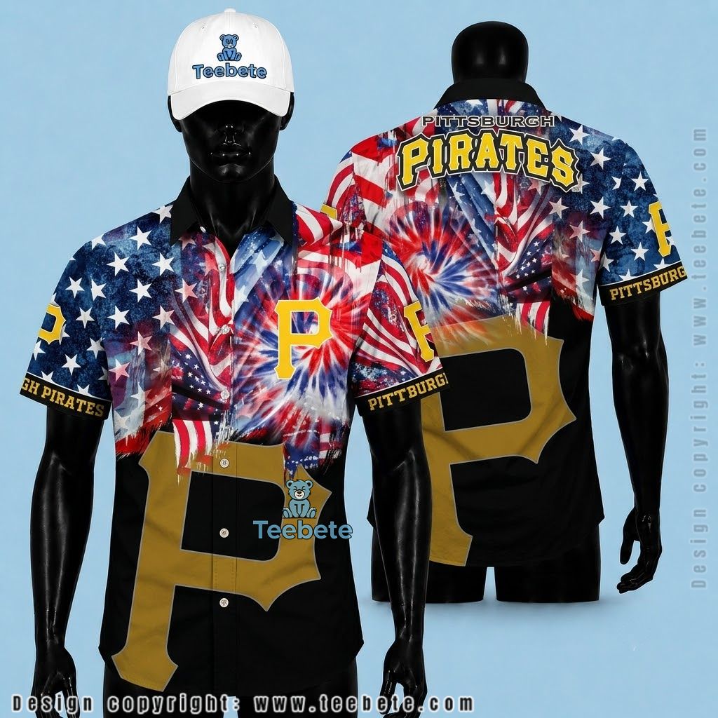 Pittsburgh Pirates Hawaiian Shirt American Flag