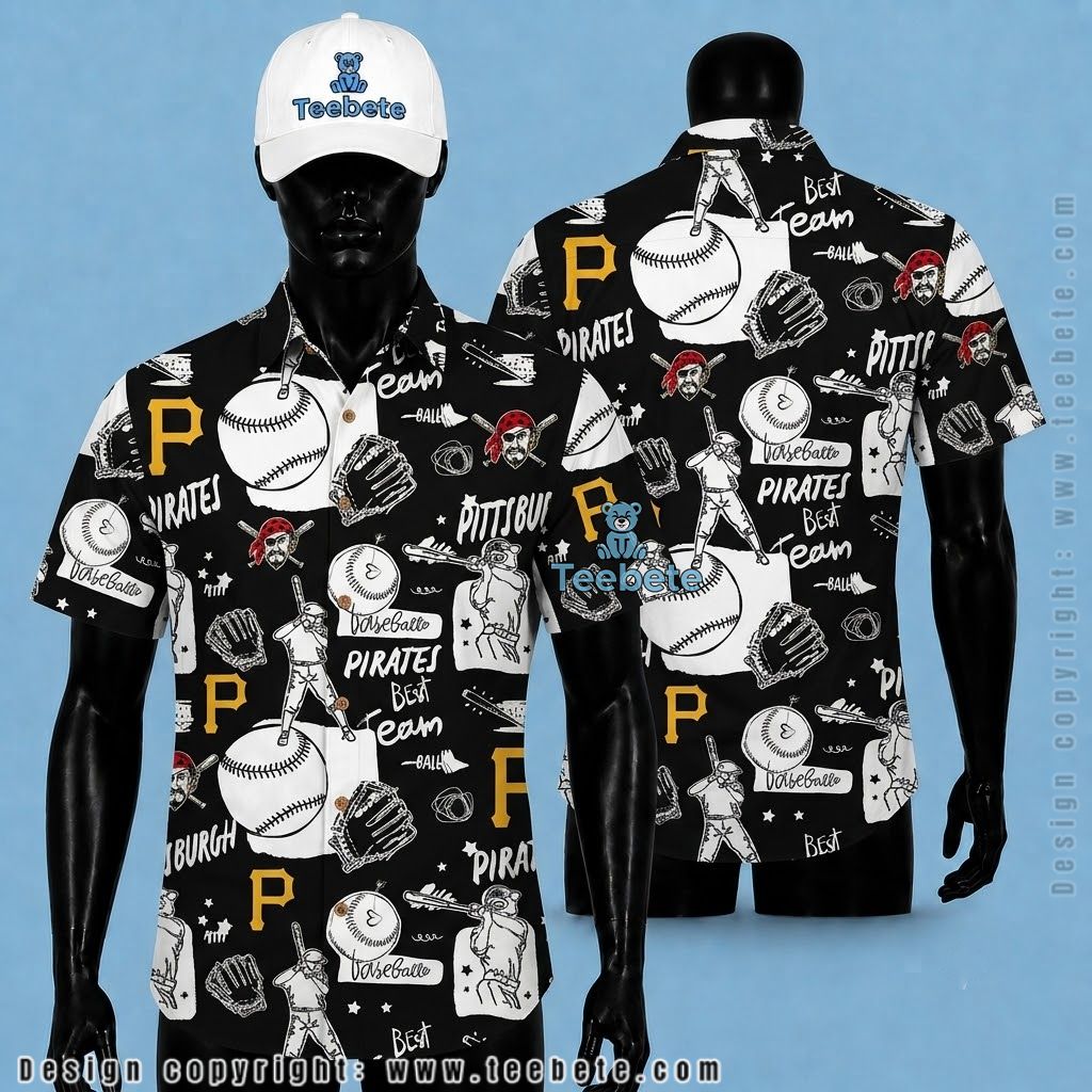 Pittsburgh Pirates Hawaiian Shirt Baseball Sketch