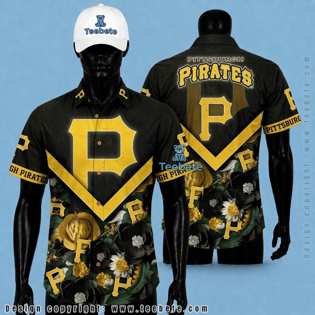 Pittsburgh Pirates Hawaiian Shirt Camellia Bouquet
