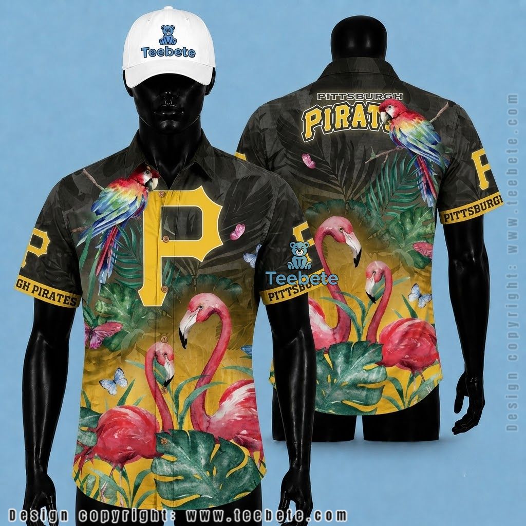 Pittsburgh Pirates Hawaiian Shirt Flamingo Parrot Tropical