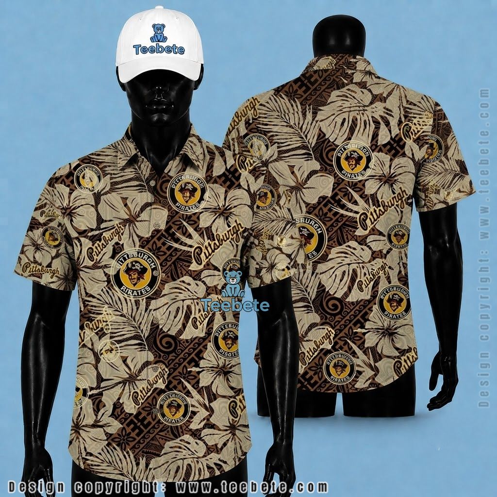 Pittsburgh Pirates Hawaiian Shirt Vintage Tribal Hibiscus