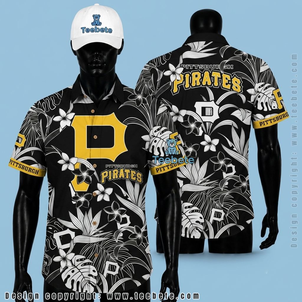Pittsburgh Pirates Hawaiian Shirt White Plumeria Leaf