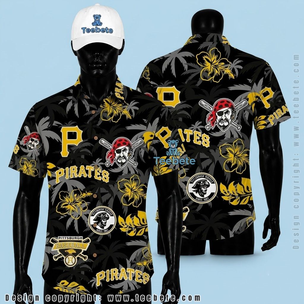Pittsburgh Pirates Hawaiian Shirt Yellow Hibiscus Palm
