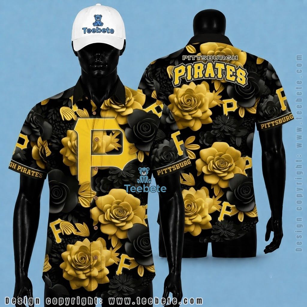 Pittsburgh Pirates Tropical Shirt Gold Black Rose