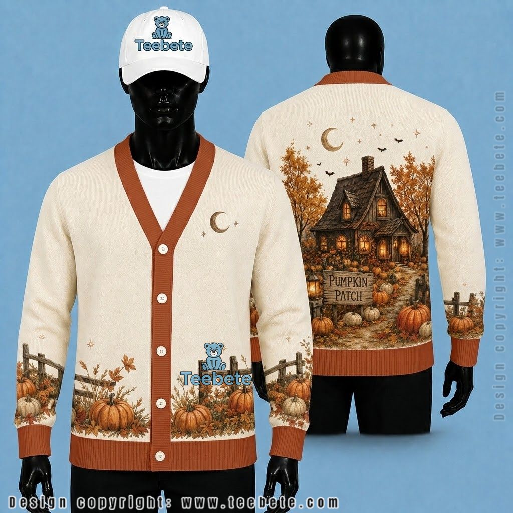 Pumpkin Patch Halloween Cardigan Autumn Cottage