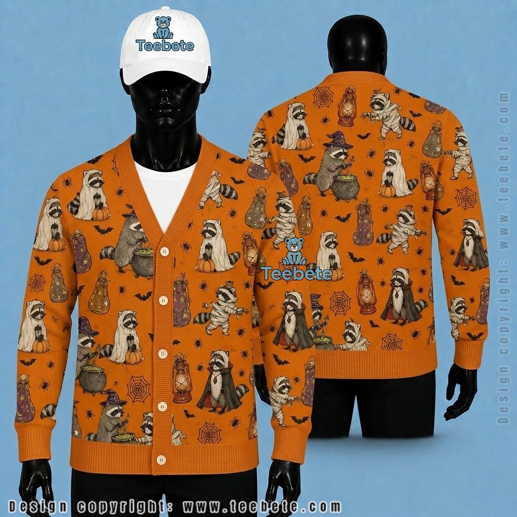 Raccoon Halloween Cardigan Mummy Witch Costume