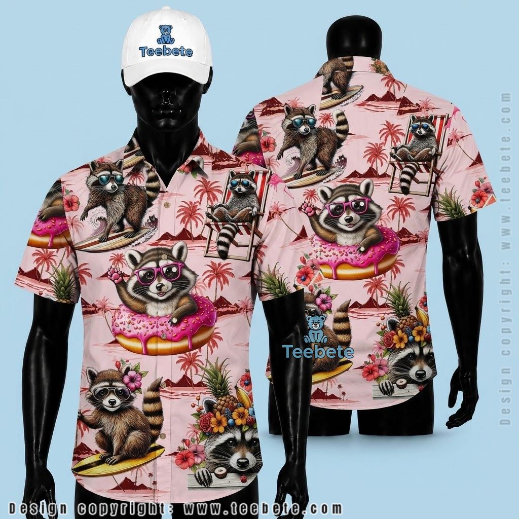 Raccoon Hawaiian Shirt Cowboy Western Sketch Raccoon Hawaiian Shirt Cowboy Western Sketch
