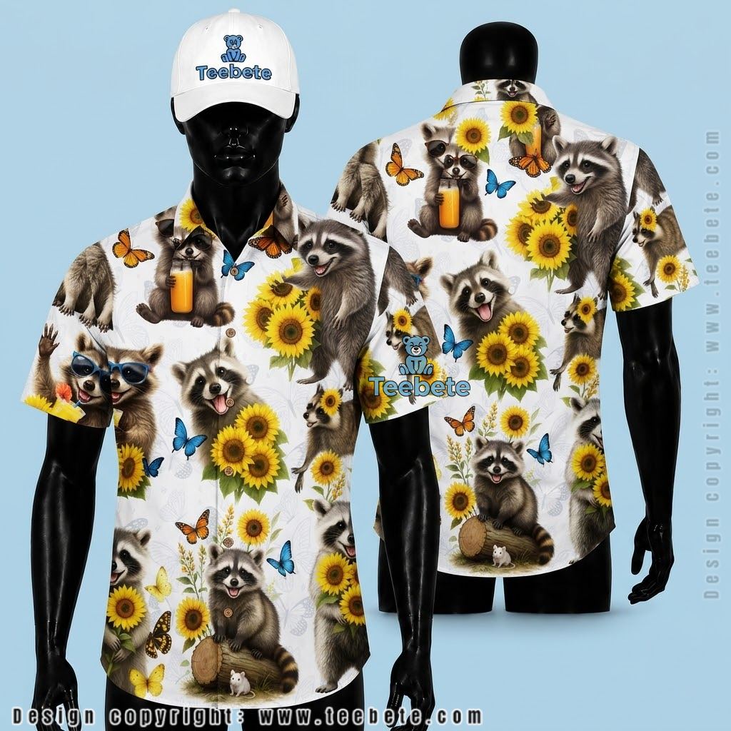 Raccoon Hawaiian Shirt Pizza Party Purple Raccoon Hawaiian Shirt Pizza Party Purple