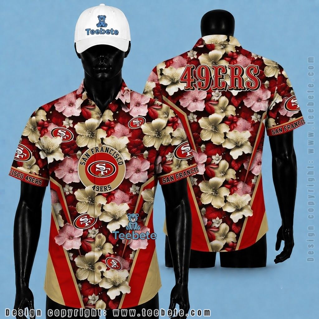 San Francisco 49Ers Aloha Shirt Hibiscus Floral