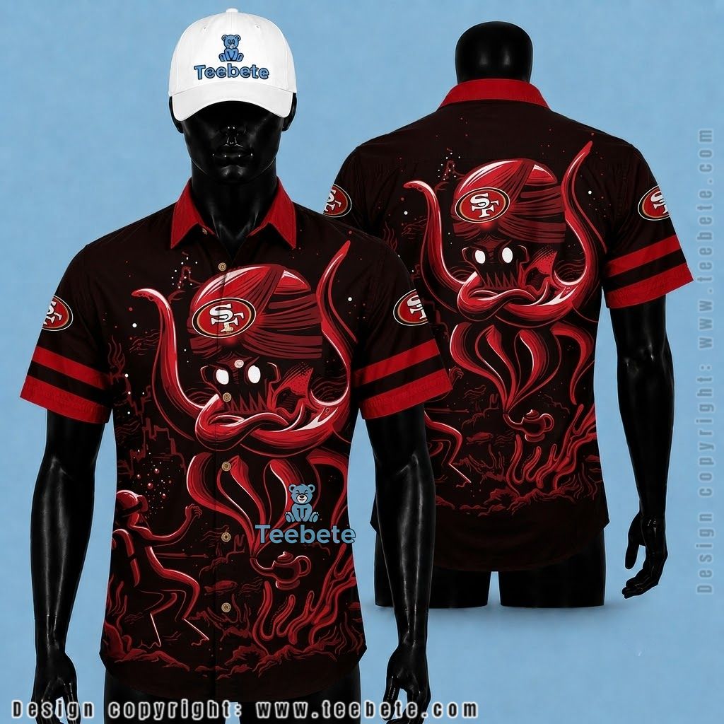 San Francisco 49Ers Hawaiian Shirt Dark Octopus