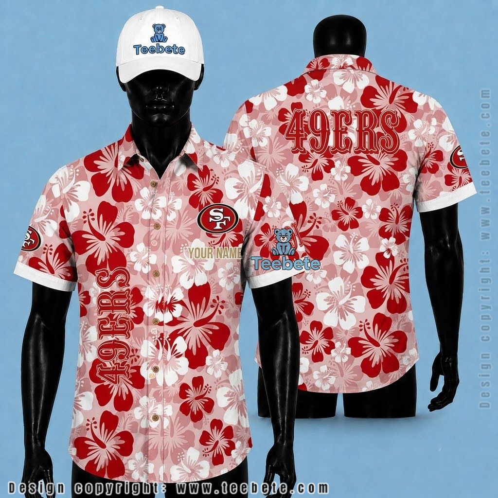 San Francisco 49Ers Hawaiian Shirt Personalized Name Pink