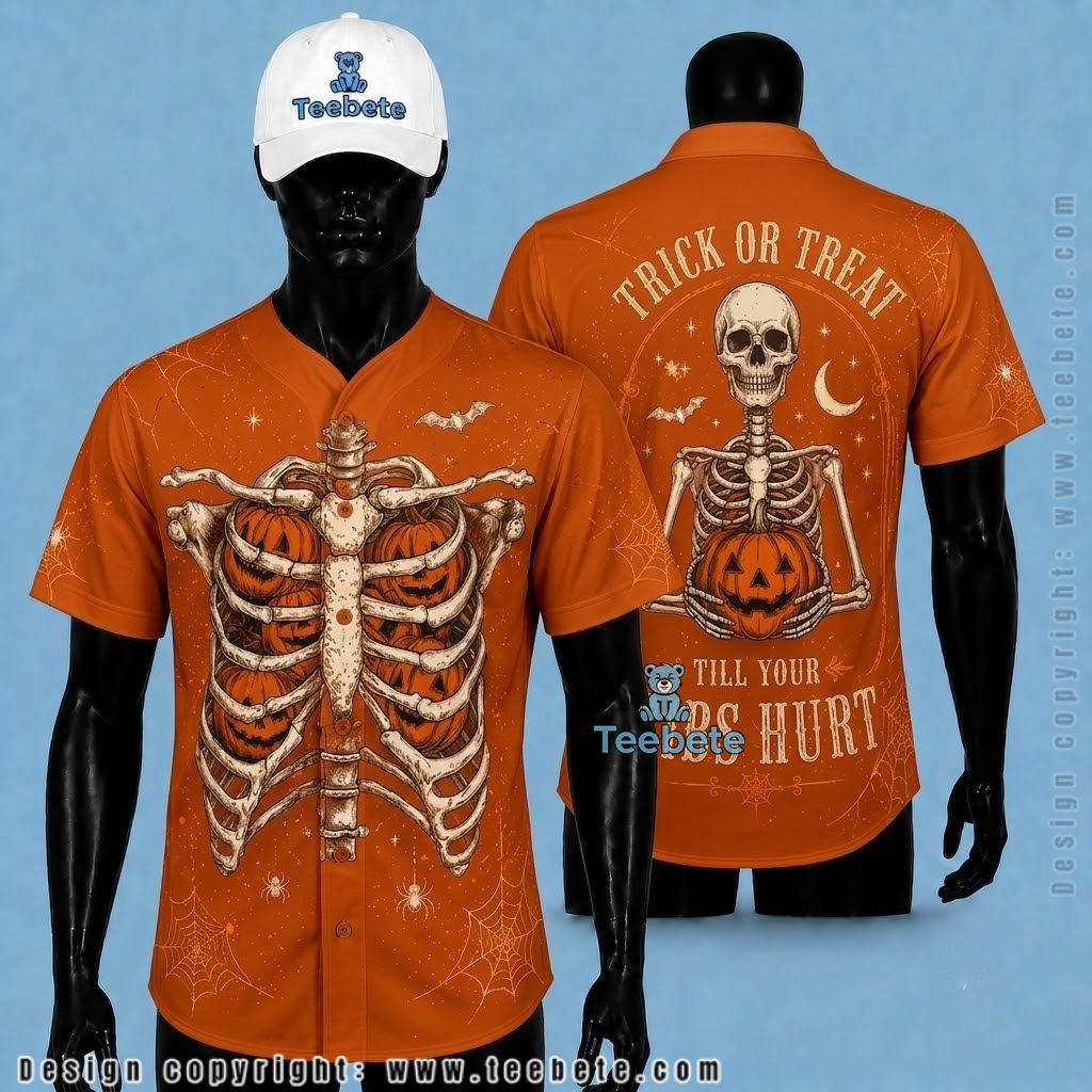 Skeleton Rib Cage Baseball Jersey Halloween Trick Or Treat