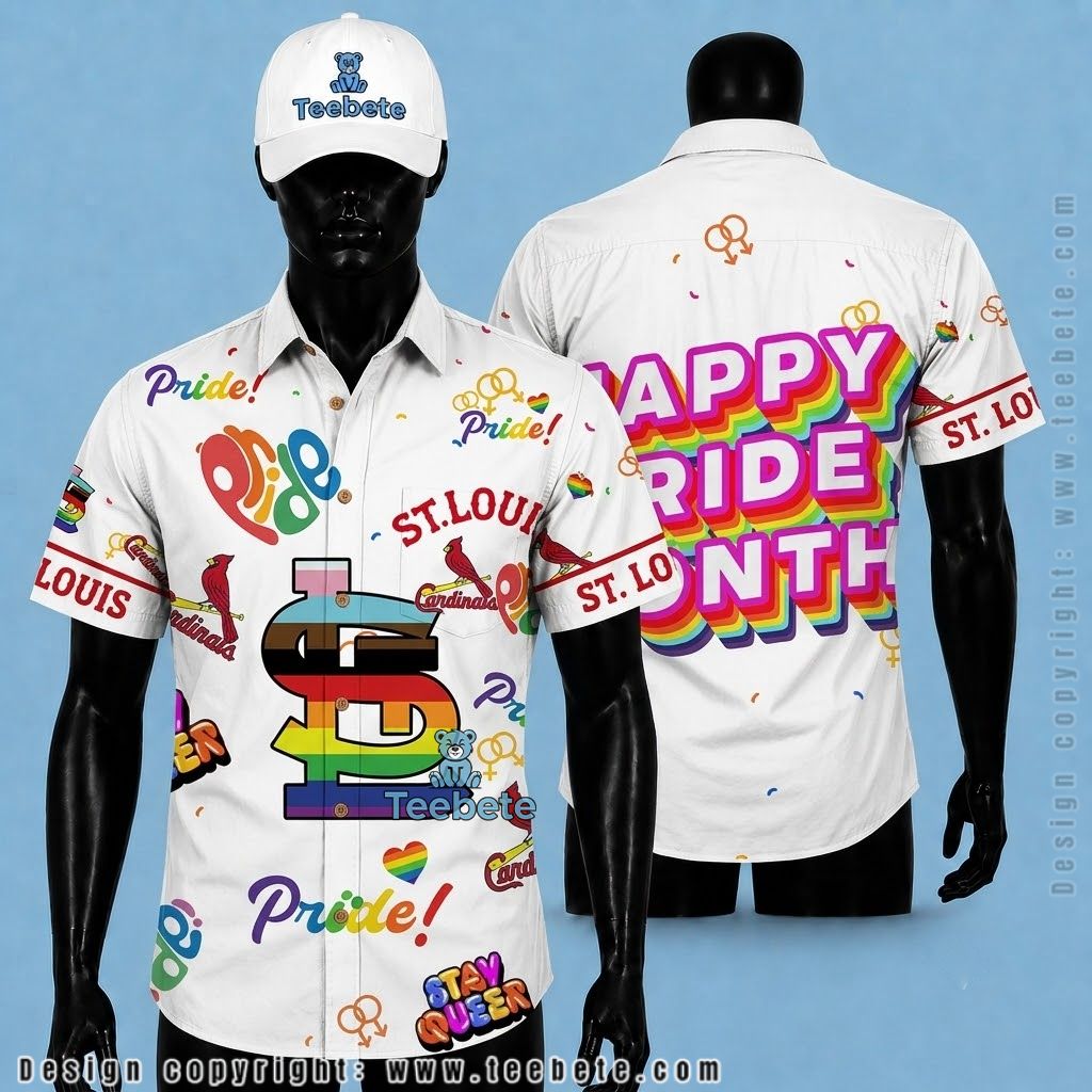 St Louis Cardinals Aloha Shirt Pride Rainbow
