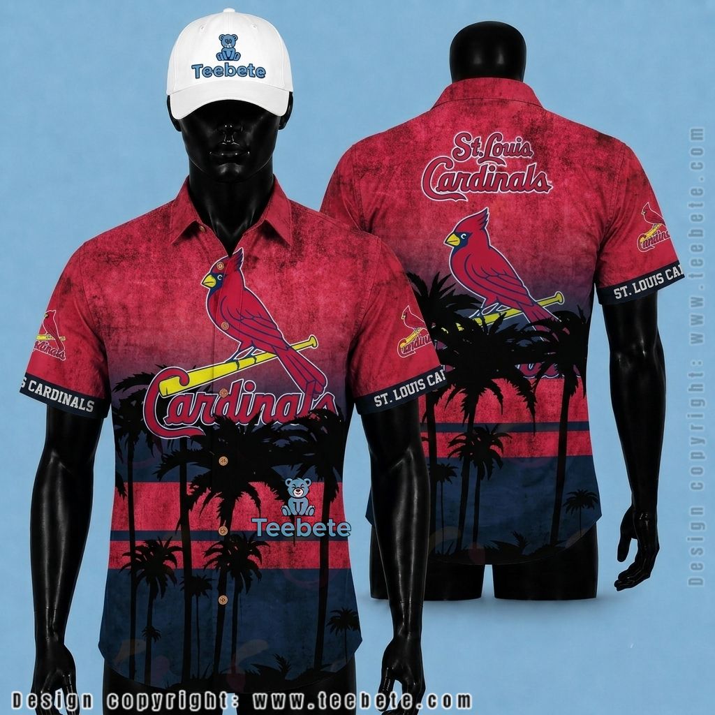 St Louis Cardinals Aloha Shirt Sunset Silhouette