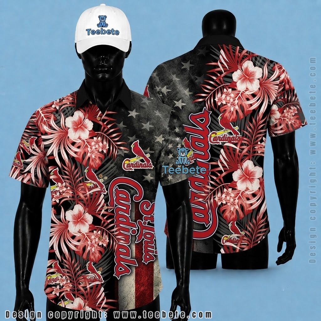 St Louis Cardinals Hawaiian Shirt American Flag
