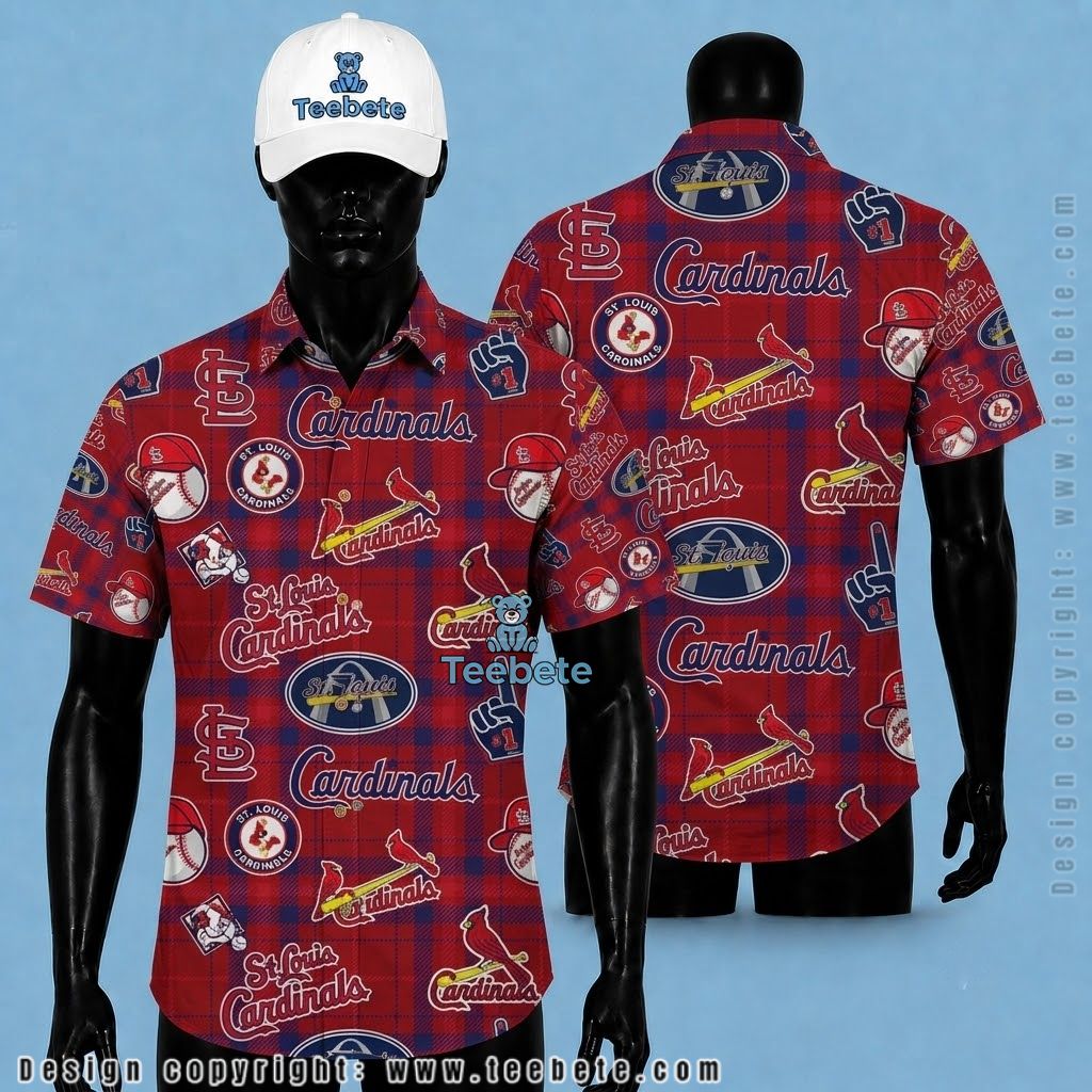 St Louis Cardinals Hawaiian Shirt Plaid Pattern