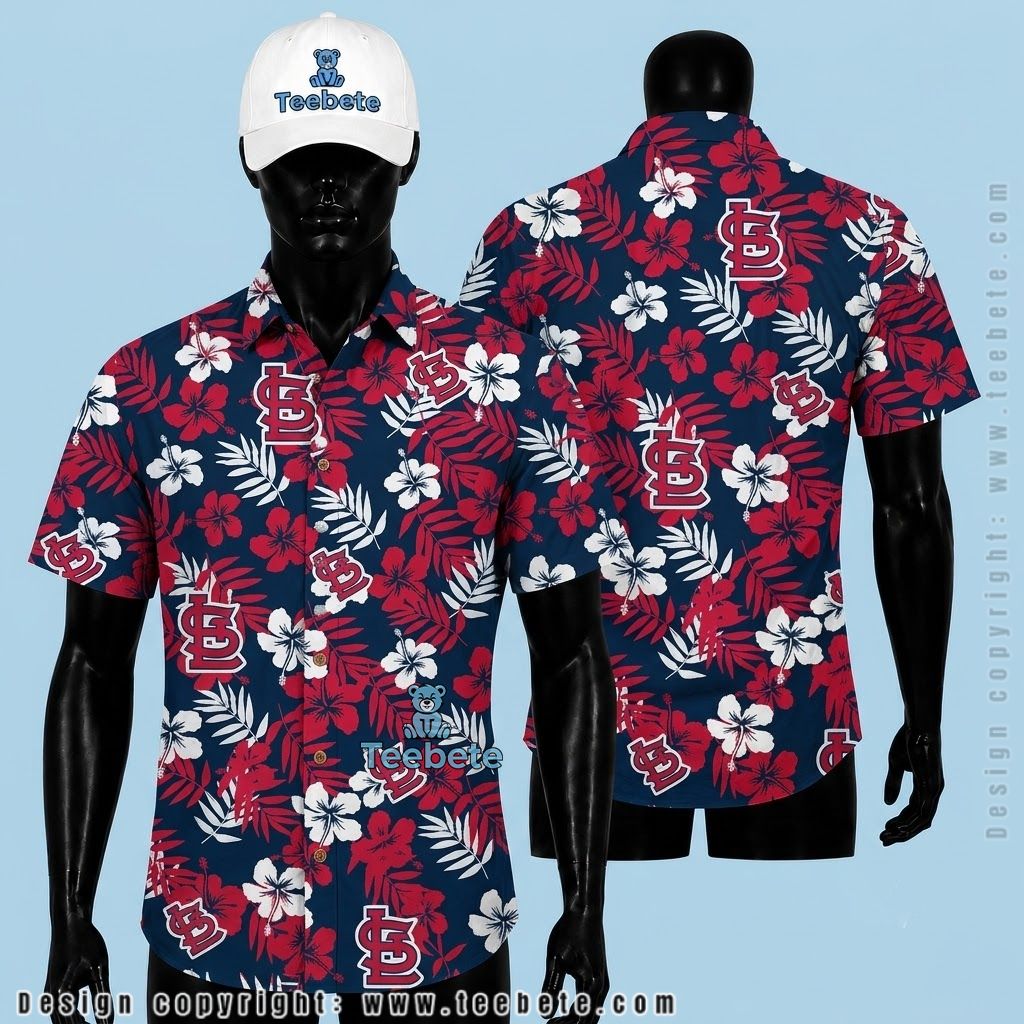 St Louis Cardinals Hawaiian Shirt Red Hibiscus