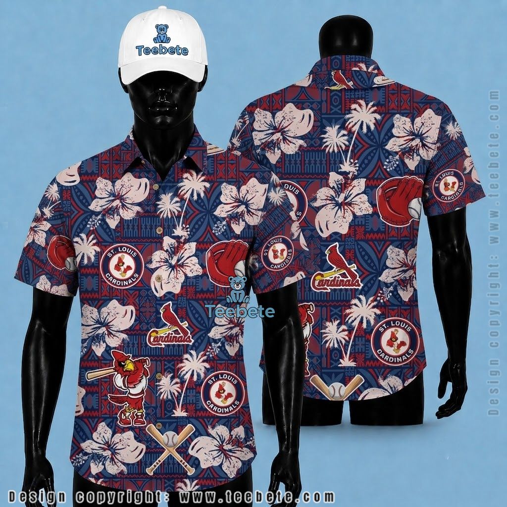 St Louis Cardinals Hawaiian Shirt Tiki Hibiscus