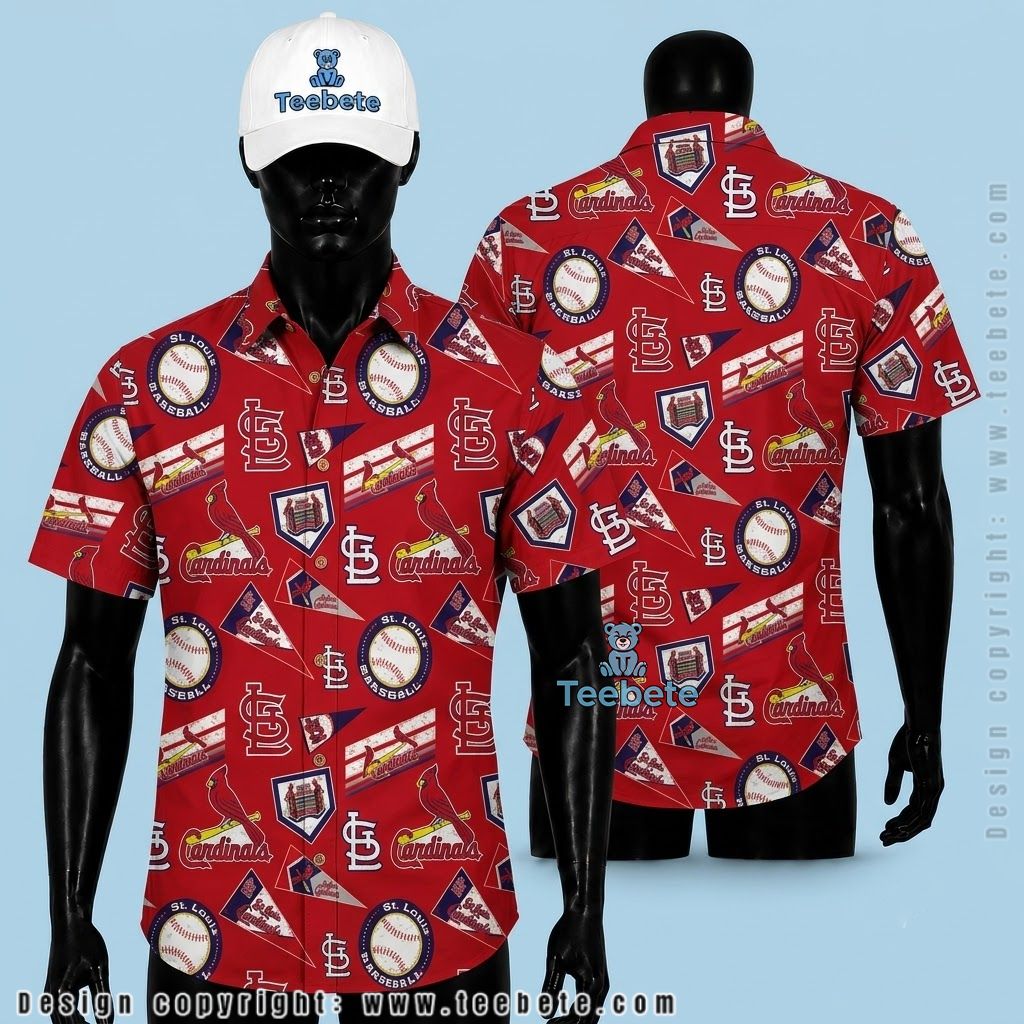 St Louis Cardinals Tropical Shirt Logo Collage