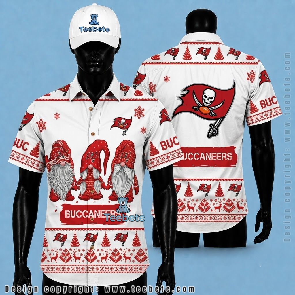 Tampa Bay Buccaneers Button Up Shirt Christmas Gnomes