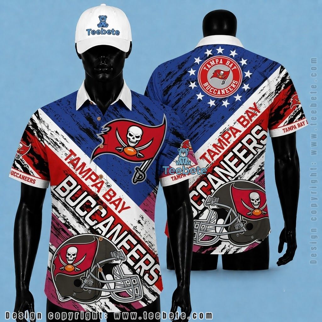 Tampa Bay Buccaneers Button Up Shirt Stars Helmet