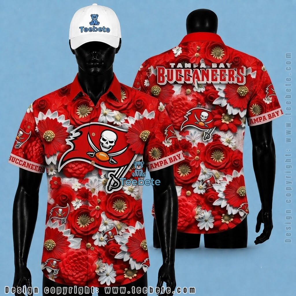 Tampa Bay Buccaneers Hawaiian Shirt Rose Daisy