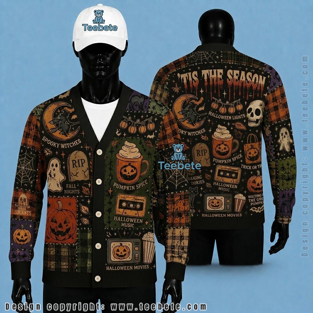 Tis The Season Halloween Cardigan Pumpkin Spice