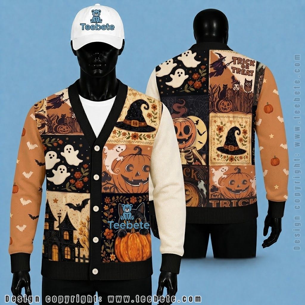 Witch Halloween Cardigan Trick Or Treat Ghost Witch Halloween Cardigan Trick Or Treat Ghost