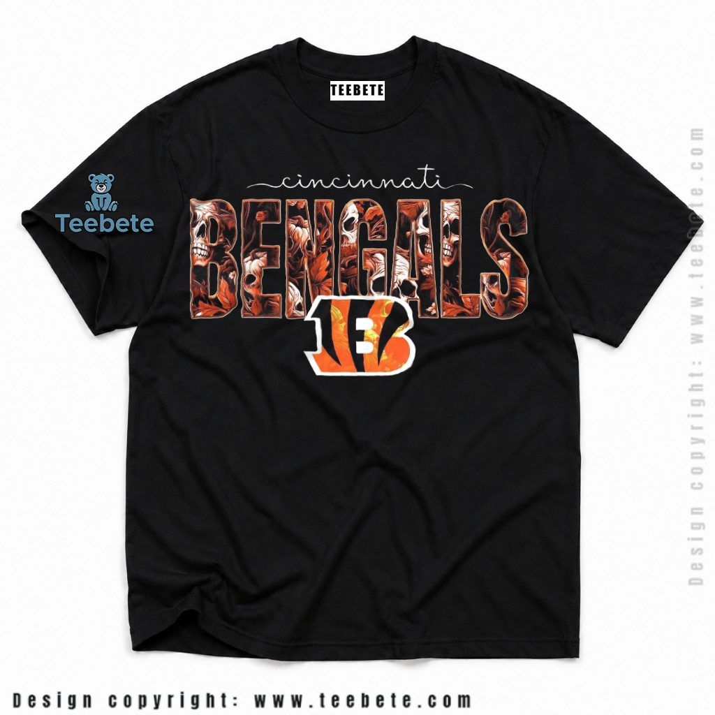 Cincinnati Bengals Floral Skull Halloween Shirt