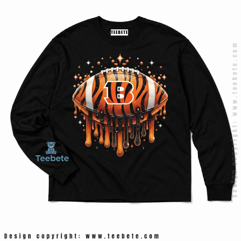 Cincinnati Bengals Football Glitter Drip Long Sleeve Cincinnati Bengals Football Glitter Drip Long Sleeve