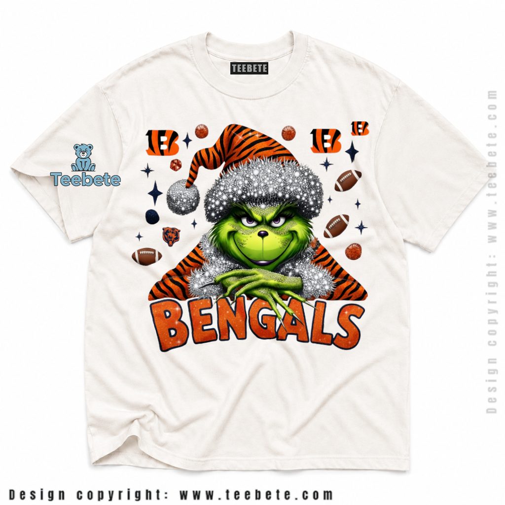 Cincinnati Bengals Grinch Santa Hat Christmas Shirt