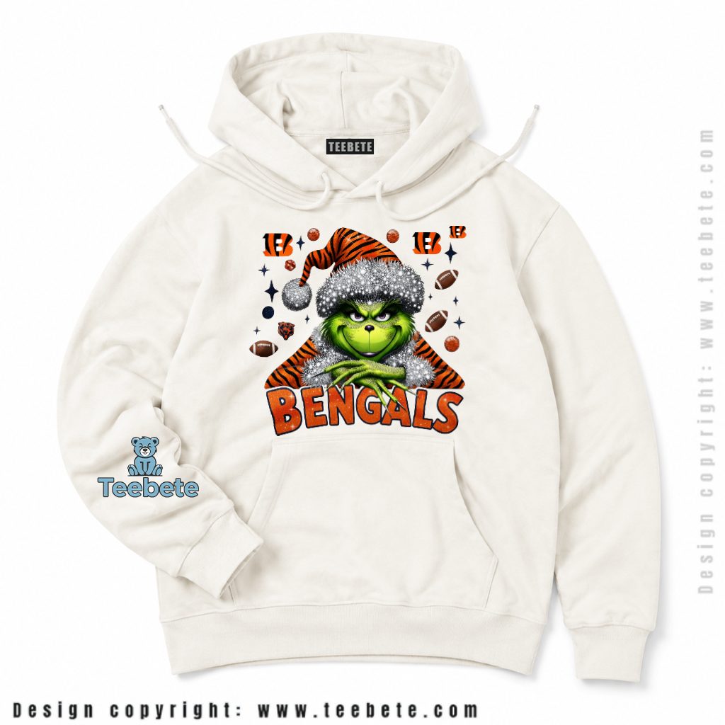 Cincinnati Bengals Grinch Santa Hat Christmas Hoodie Cincinnati Bengals Grinch Santa Hat Christmas Hoodie