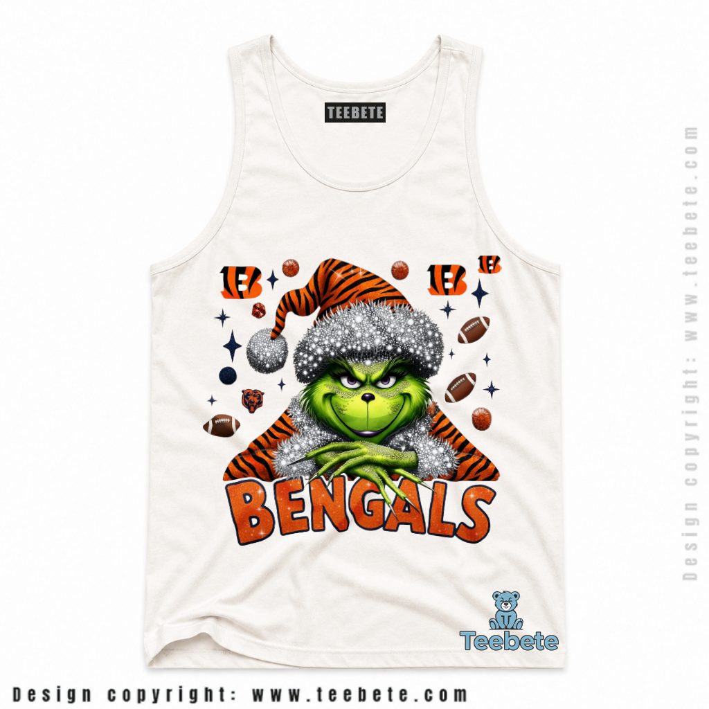 Cincinnati Bengals Grinch Santa Hat Christmas Tanktop Cincinnati Bengals Grinch Santa Hat Christmas Tanktop