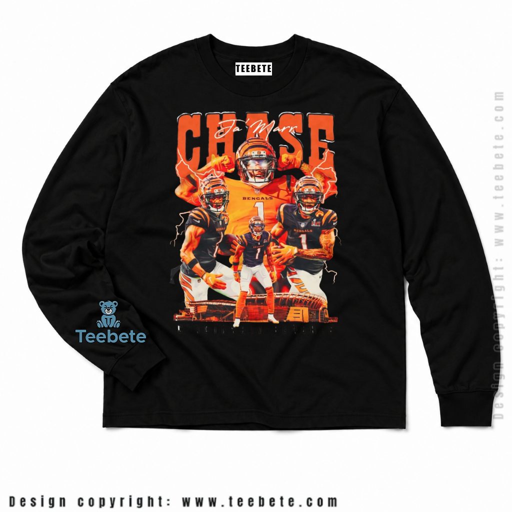Cincinnati Bengals Ja'Marr Chase Lightning Long Sleeve Cincinnati Bengals Ja'Marr Chase Lightning Long Sleeve