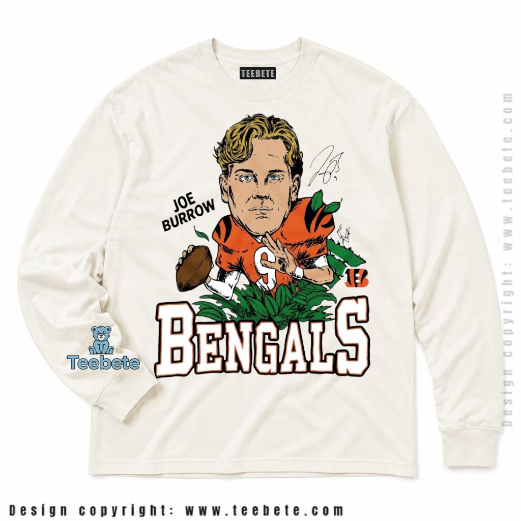 Cincinnati Bengals Joe Burrow Caricature Long Sleeve Cincinnati Bengals Joe Burrow Caricature Long Sleeve