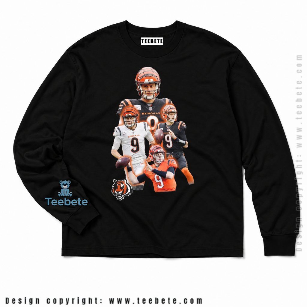 Cincinnati Bengals Joe Burrow Photo Collage Long Sleeve Cincinnati Bengals Joe Burrow Photo Collage Long Sleeve