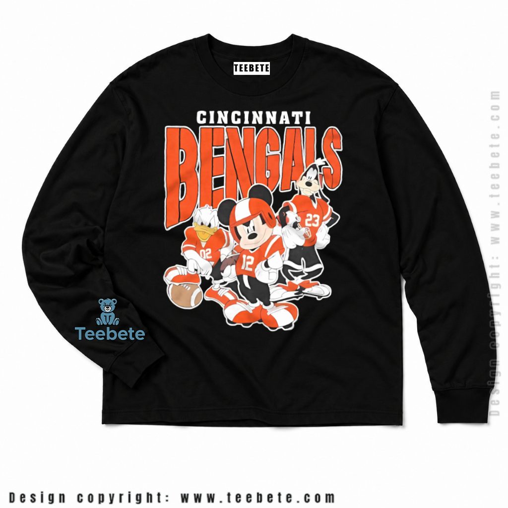 Cincinnati Bengals Mickey Goofy And Donald Long Sleeve Cincinnati Bengals Mickey Goofy And Donald Long Sleeve