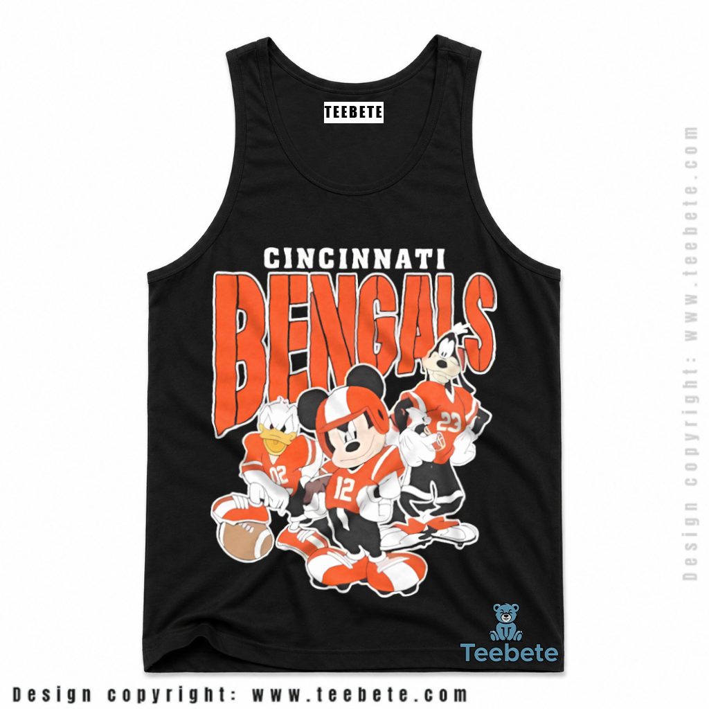 Cincinnati Bengals Mickey Goofy And Donald Tanktop Cincinnati Bengals Mickey Goofy And Donald Tanktop
