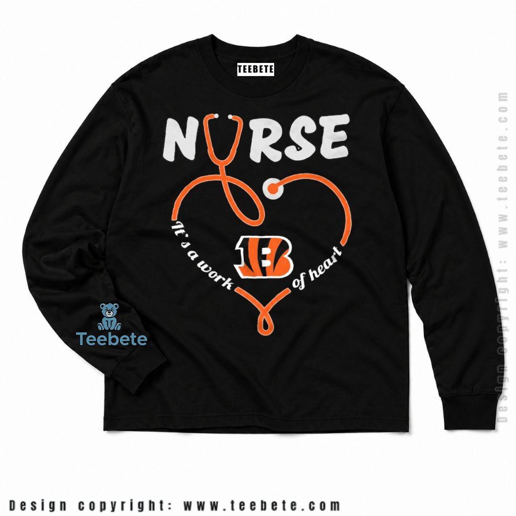 Cincinnati Bengals Nurse Heart Stethoscope Long Sleeve Cincinnati Bengals Nurse Heart Stethoscope Long Sleeve