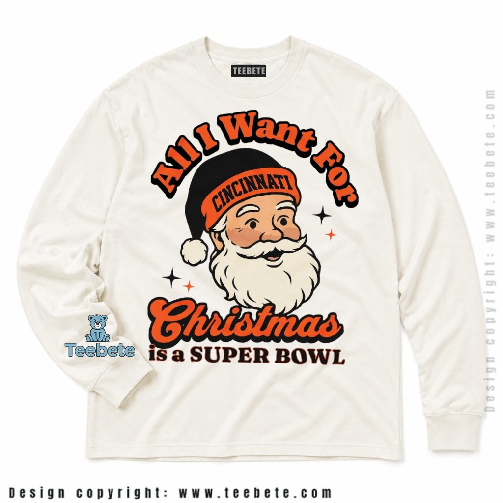 Cincinnati Bengals Santa Super Bowl Christmas Long Sleeve Cincinnati Bengals Santa Super Bowl Christmas Long Sleeve