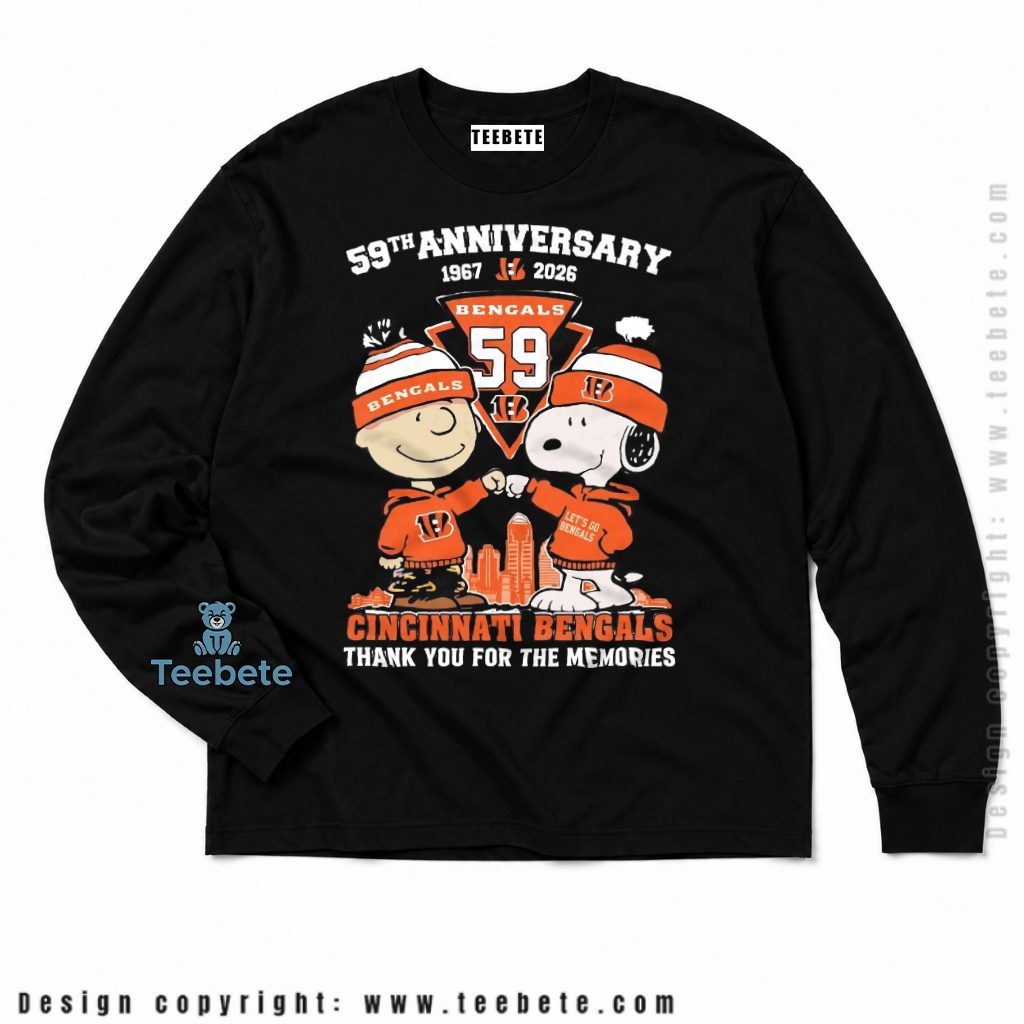 Cincinnati Bengals Snoopy 59th Anniversary Long Sleeve Cincinnati Bengals Snoopy 59th Anniversary Long Sleeve